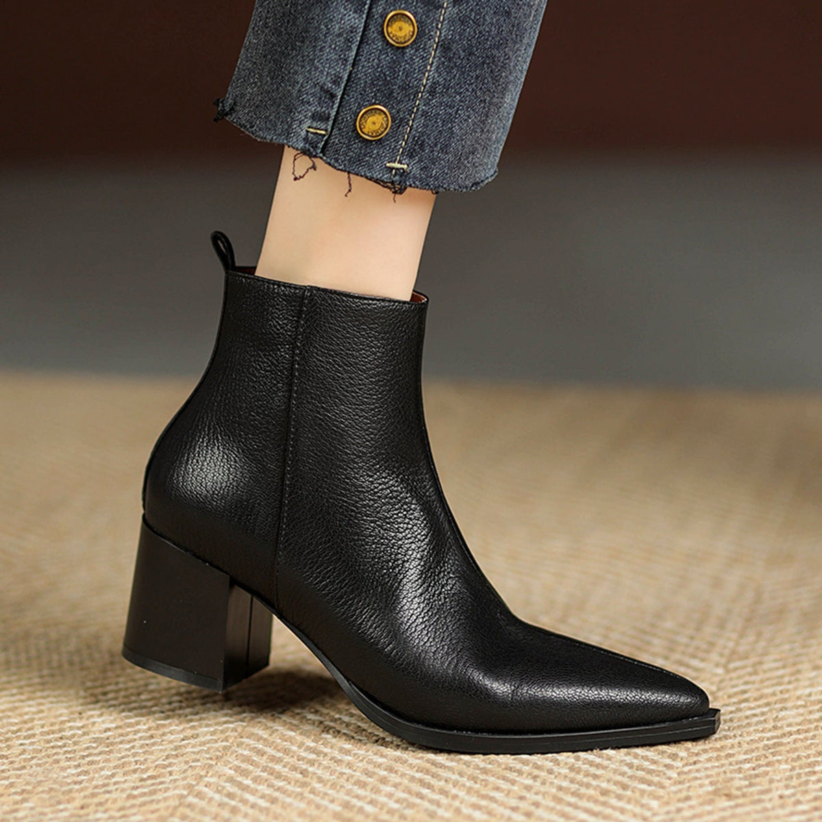 Lysandre™ | Bottines en cuir véritable à talons hauts