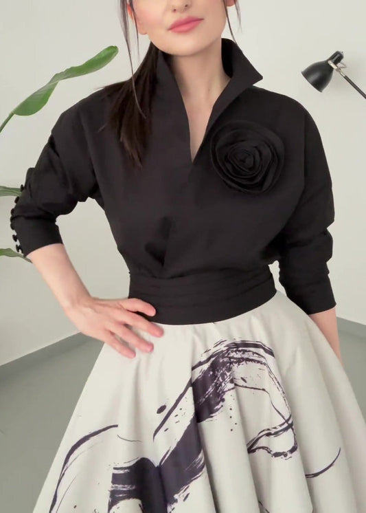 Sidonie™ | Pull Black à fleurs