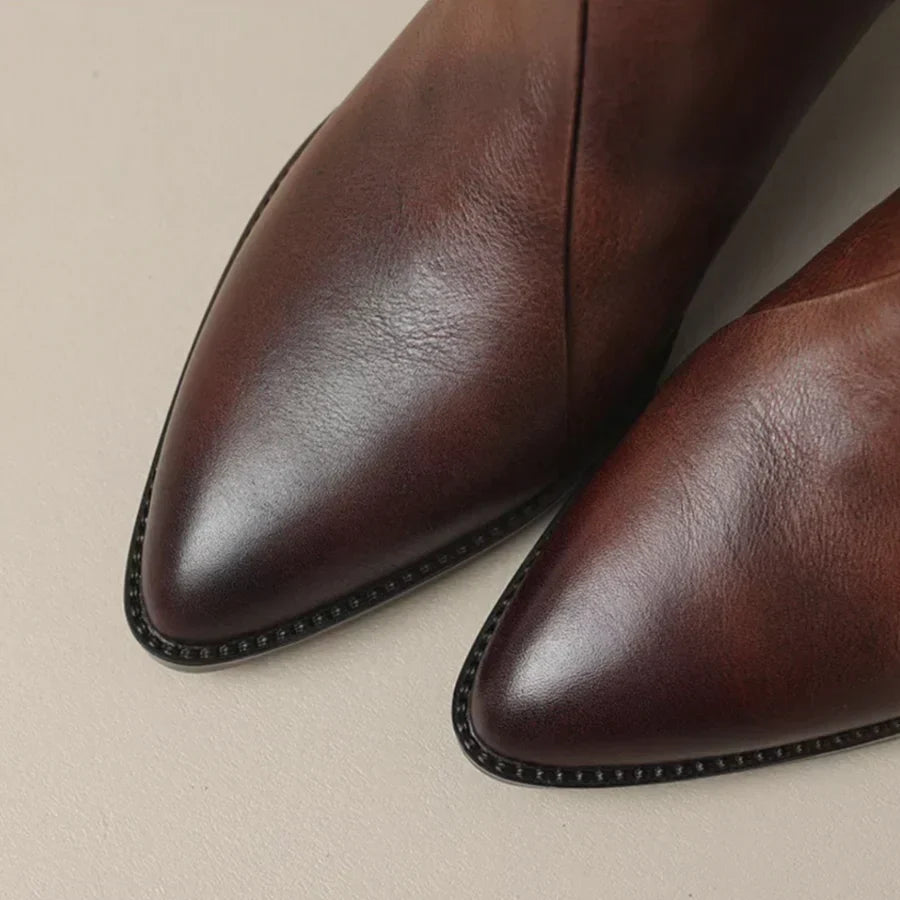 Jacinthe™ | Bottines maison loré en cuir à talon bas