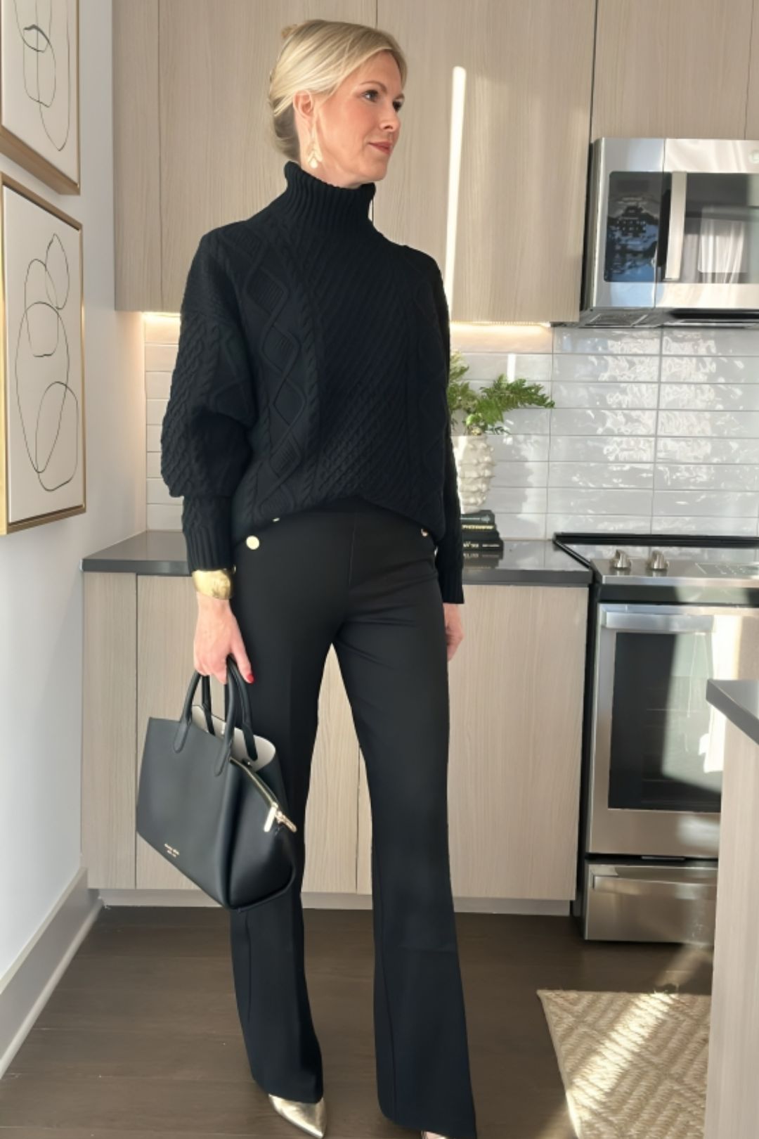 Silya™ | Pantalon Taille Haute à Boutons Dorés
