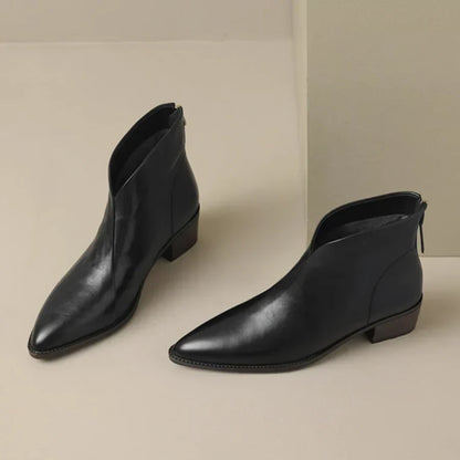 Jacinthe™ | Bottines maison loré en cuir à talon bas