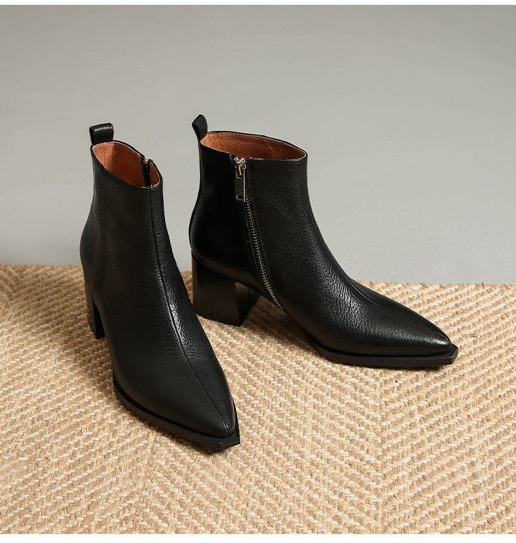 Lysandre™ | Bottines en cuir véritable à talons hauts