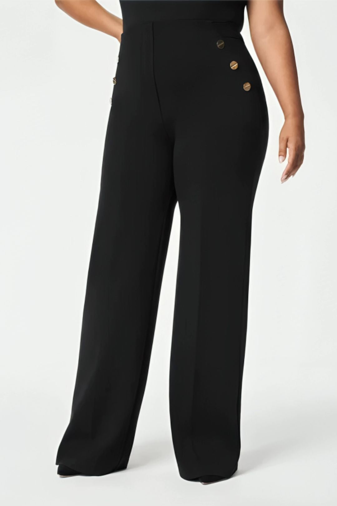Silya™ | Pantalon Taille Haute à Boutons Dorés