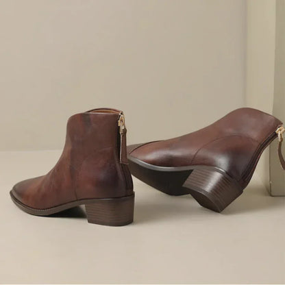 Jacinthe™ | Bottines maison loré en cuir à talon bas