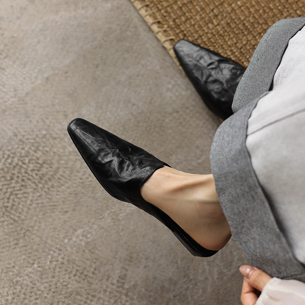 Léonia™ | Sandales Mules en cuir pleine fleur