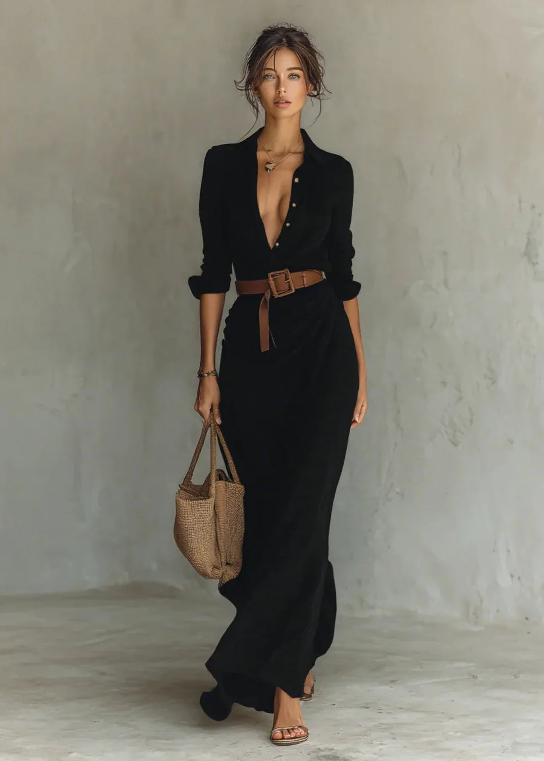 Solénelle™ | Robe longue fluide ceinturée