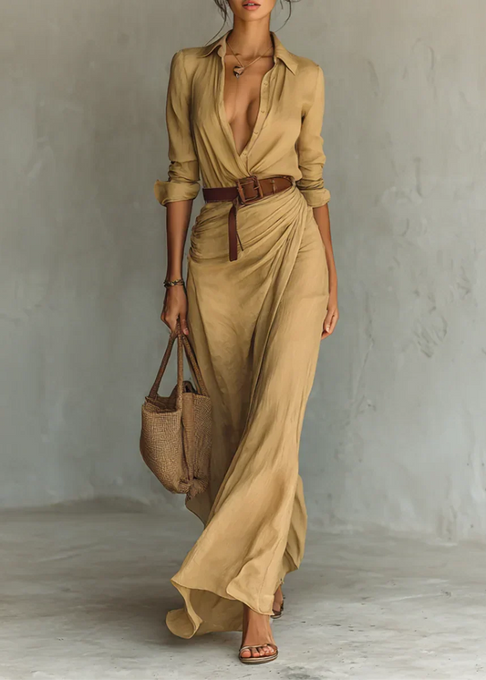Solénelle™ | Robe longue fluide ceinturée