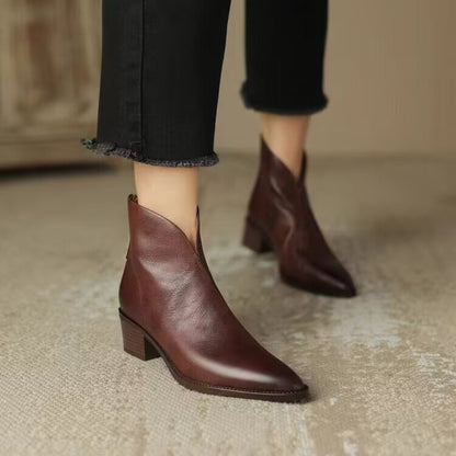 Jacinthe™ | Bottines maison loré en cuir à talon bas
