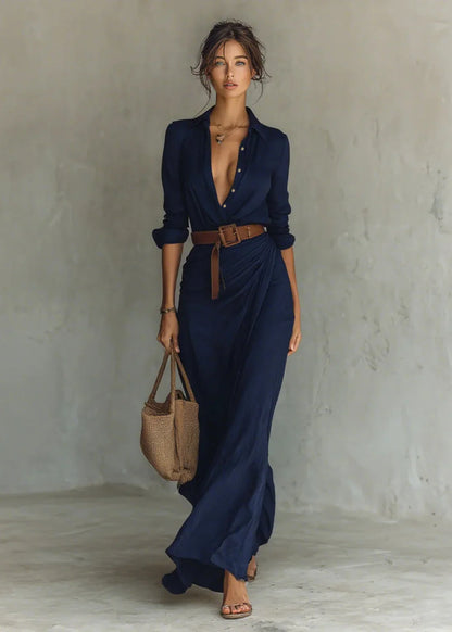 Solénelle™ | Robe longue fluide ceinturée