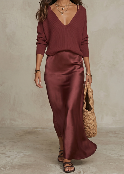 Almia™ | Robe en satin Élégante avec Pull