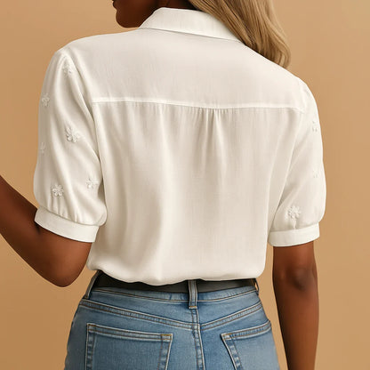 Sorenia™ | Pull Blouse Élégante en Coton Brodé