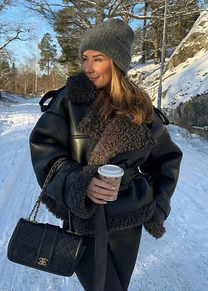 Elmiria™ | Pièce Vyöllinen Lammasnahkatakki