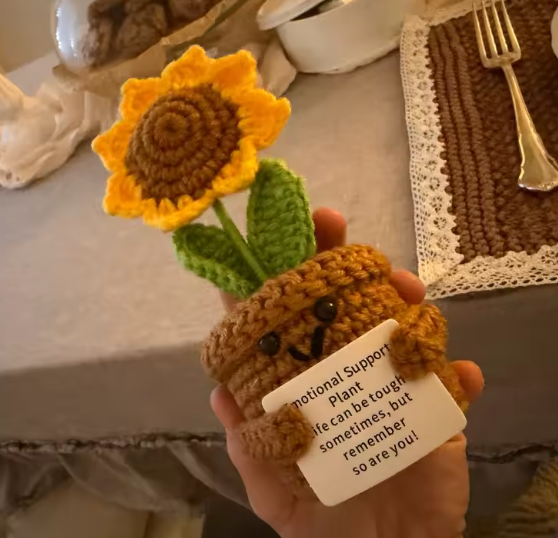 Cute Crochet Pocket Hug Doll | Positive Message Mini Plush | Funny Knitted Emotional Support Gift | Potato Avocado Bee Turtle Duck
