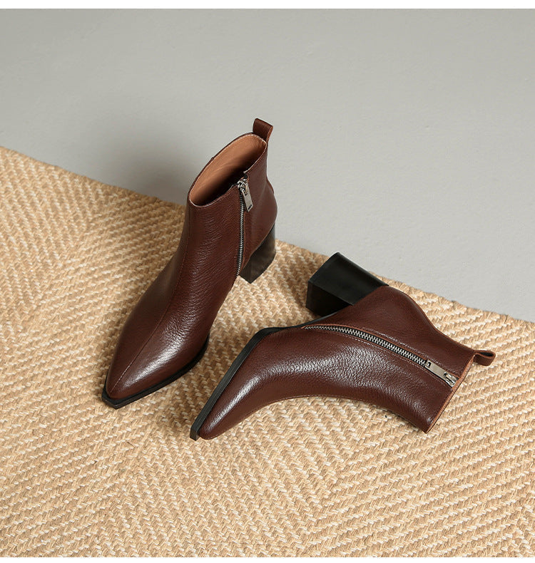 Lysandre™ | Bottines en cuir véritable à talons hauts