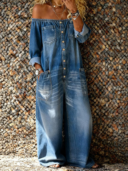 Lisiane™ | Combinaison Denim Décontractée À Manches Longues