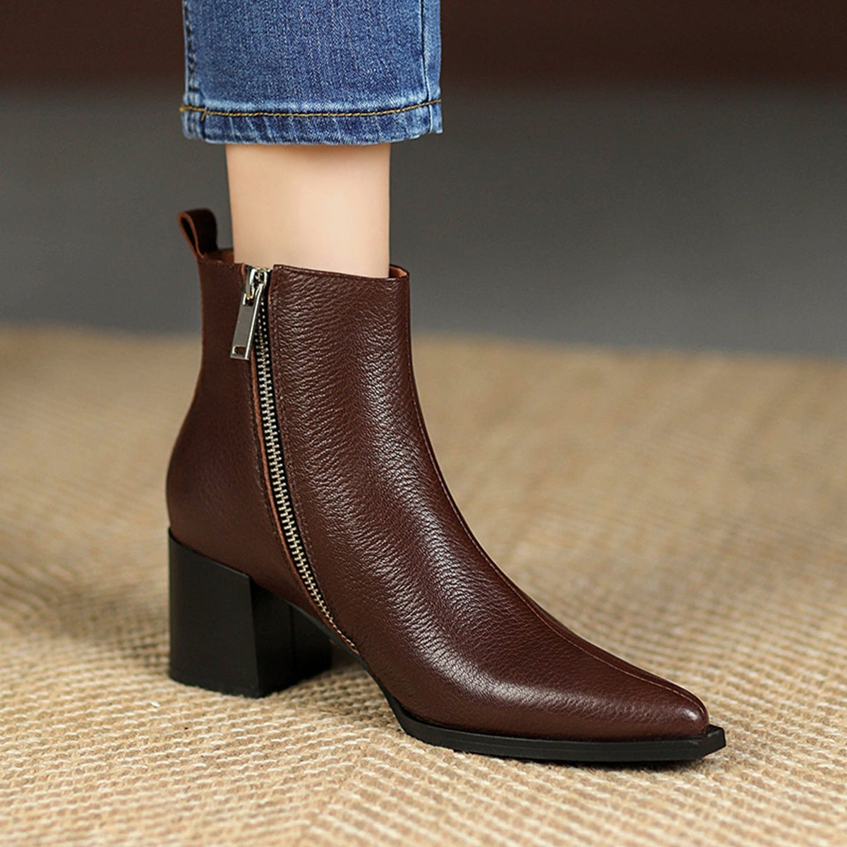 Lysandre™ | Bottines en cuir véritable à talons hauts