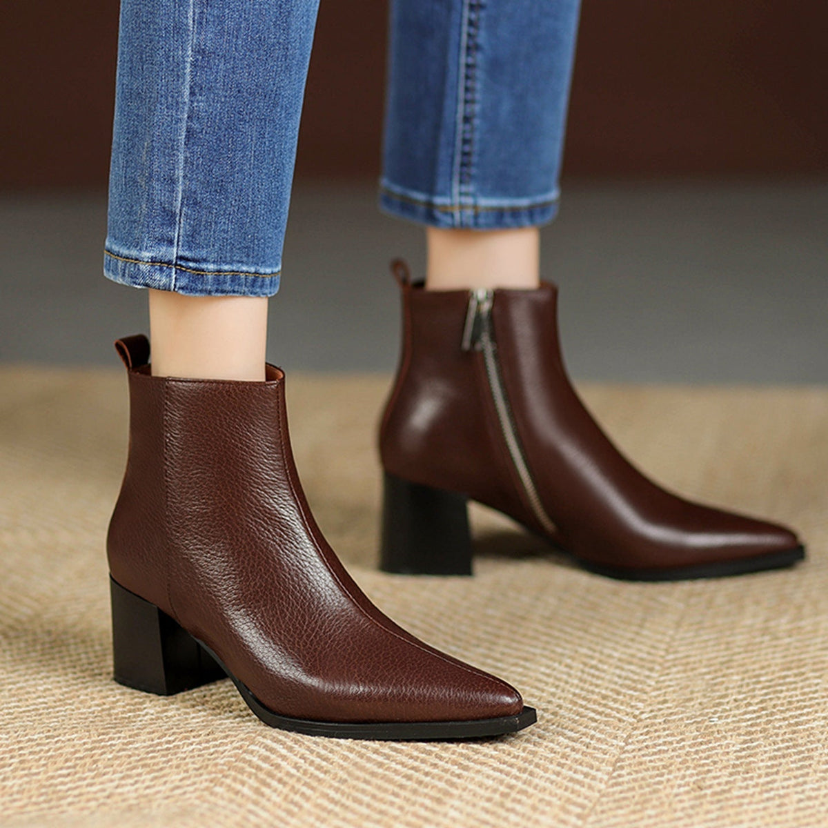 Lysandre™ | Bottines en cuir véritable à talons hauts