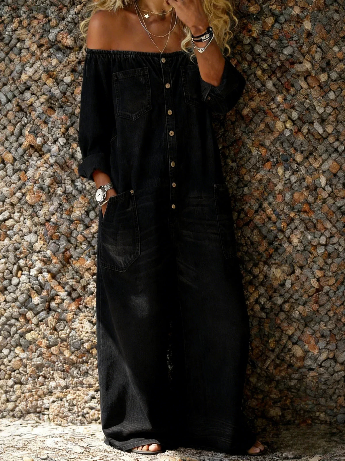 Lisiane™ | Combinaison Denim Décontractée À Manches Longues