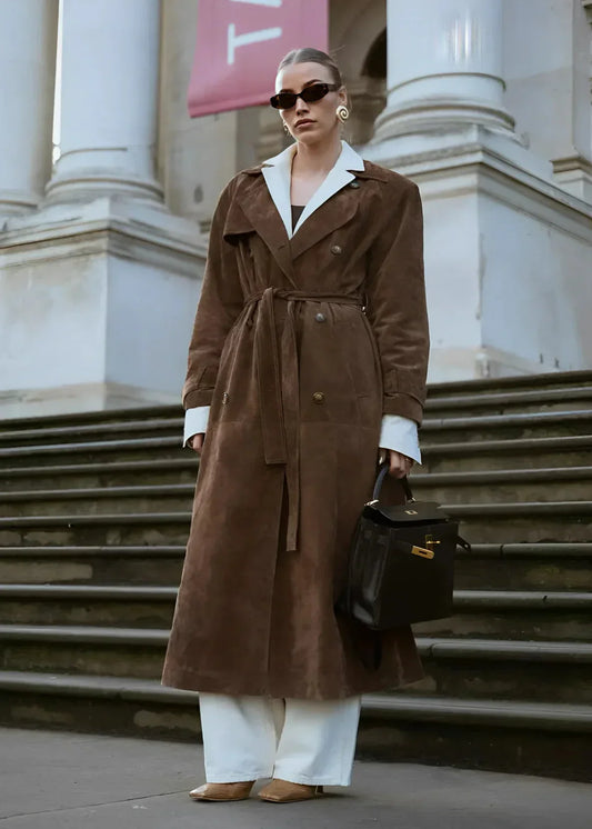 Marine™ | Trench longue en suédine