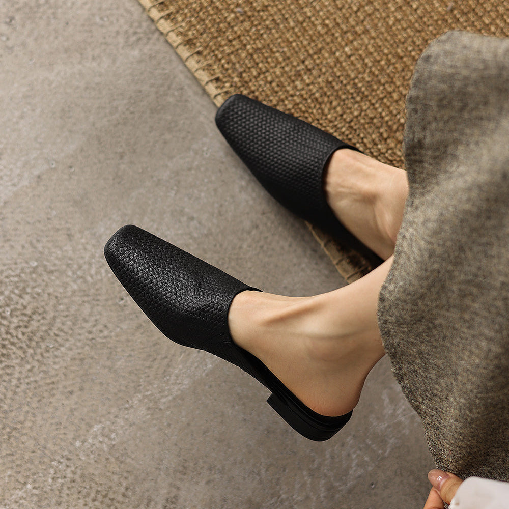 Maëlla™ | Sandales Mules tressées en cuir pleine fleur