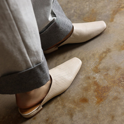 Maëlla™ | Sandales Mules tressées en cuir pleine fleur