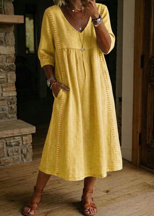 Auriane™ | Robe Ample Lin Et Coton À Dentelle