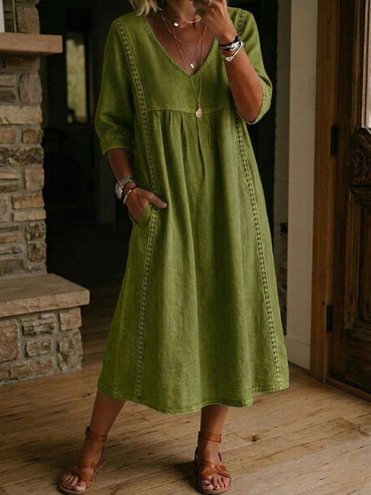 Auriane™ | Robe Ample Lin Et Coton À Dentelle