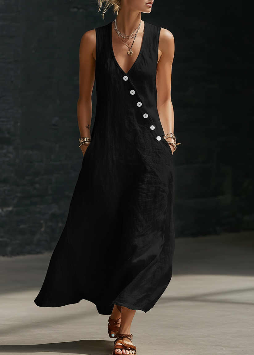 Sophia™ | Robe longue Boutonnée Minimaliste