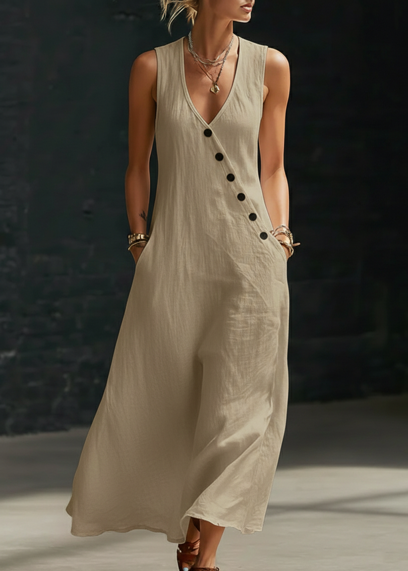 Sophia™ | Robe longue Boutonnée Minimaliste