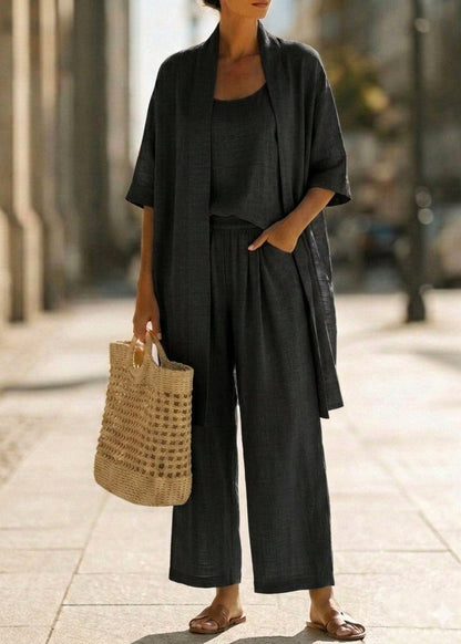 Abria™ | Ensemble Trois Pièces Minimaliste en Coton et Lin