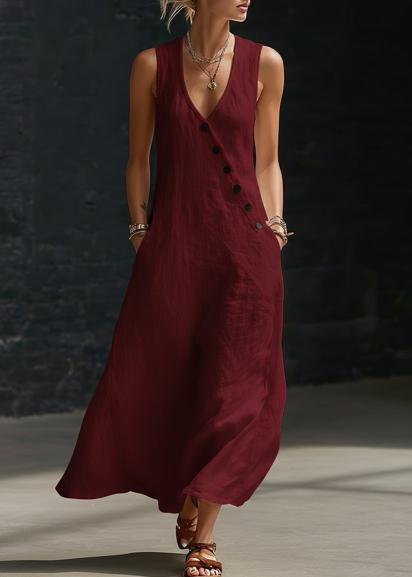 Sophia™ | Robe longue Boutonnée Minimaliste