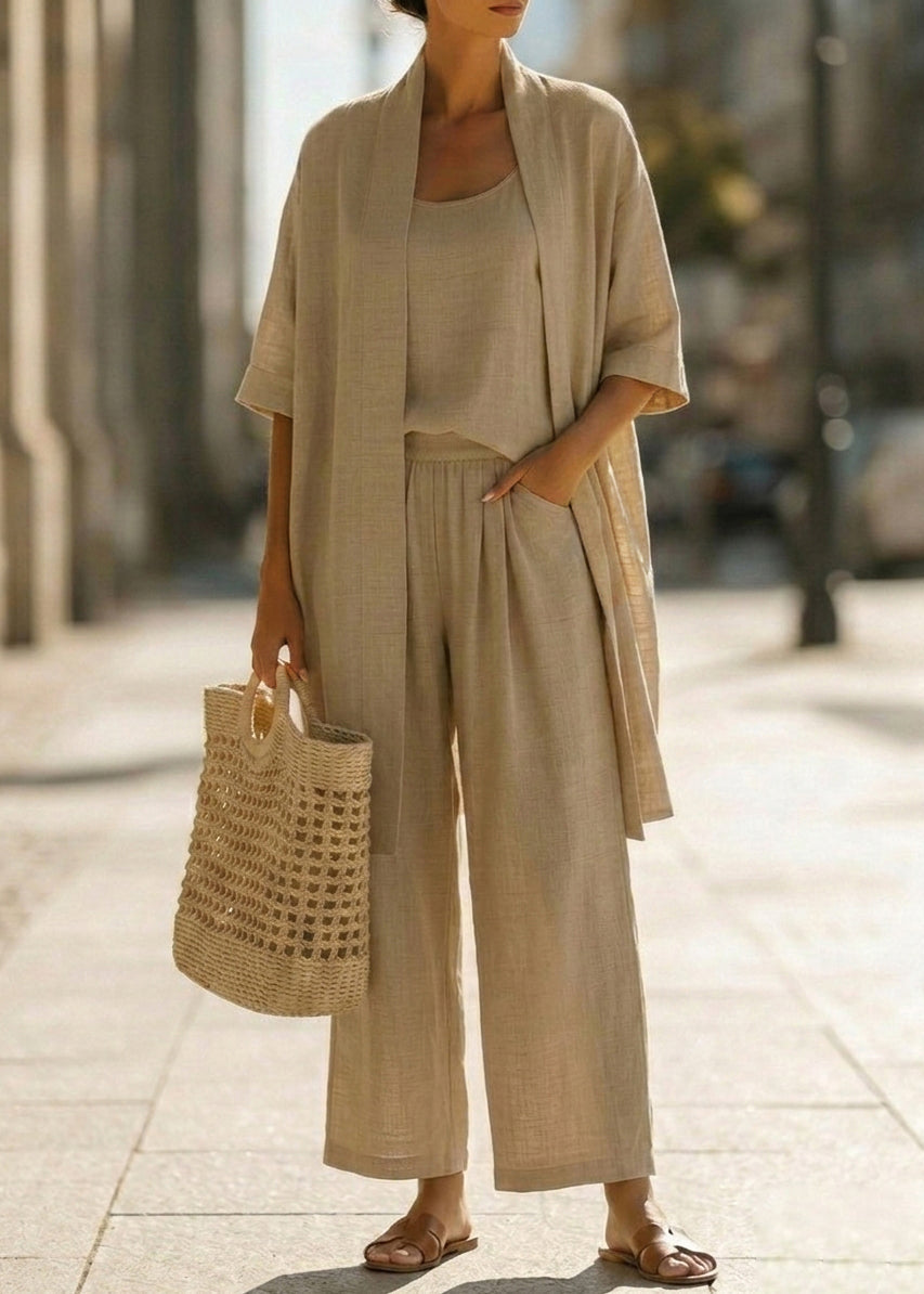 Abria™ | Ensemble Trois Pièces Minimaliste en Coton et Lin
