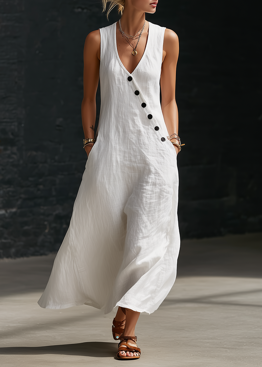 Sophia™ | Robe longue Boutonnée Minimaliste