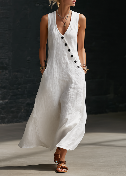 Sophia™ | Robe longue Boutonnée Minimaliste