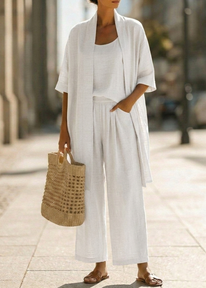 Abria™ | Ensemble Trois Pièces Minimaliste en Coton et Lin