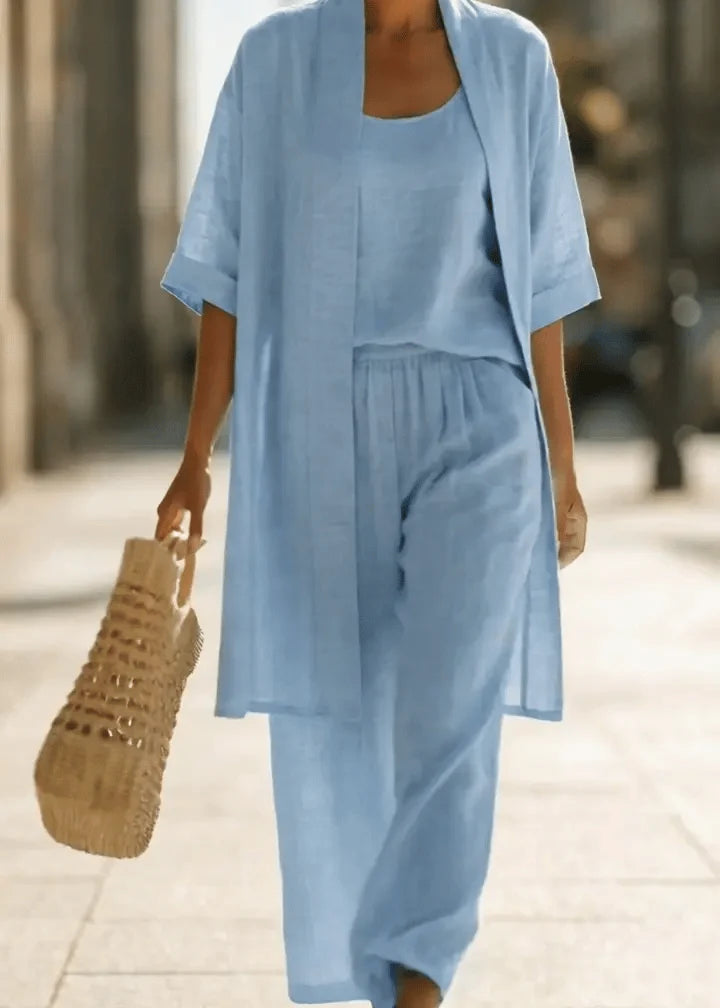 Abria™ | Ensemble Trois Pièces Minimaliste en Coton et Lin