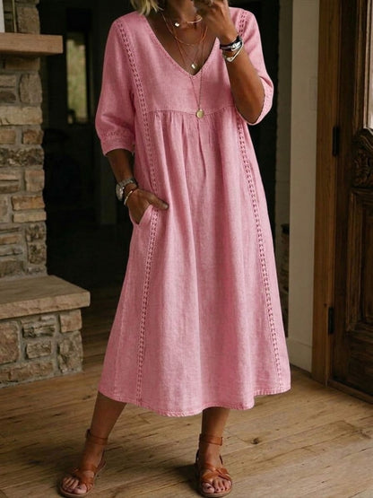 Auriane™ | Robe Ample Lin Et Coton À Dentelle