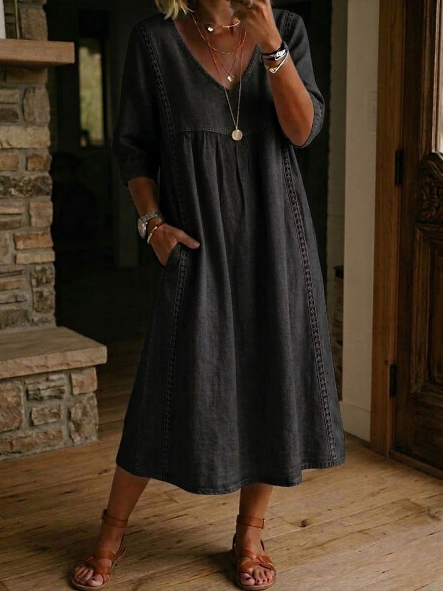 Auriane™ | Robe Ample Lin Et Coton À Dentelle