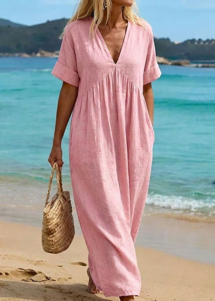Vianie™ | Robe Longue Fluide Col V Estival